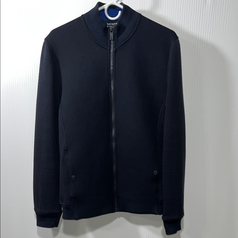 Ted Baker London Men's Dark Blue Zip-Up Sweater Size 4 (Large)